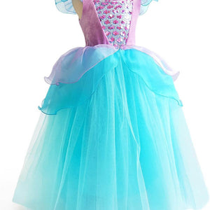 Girls Mermaid Princess Dress With Shiny Sequin Birthday Party Holiday Dress Up Costume