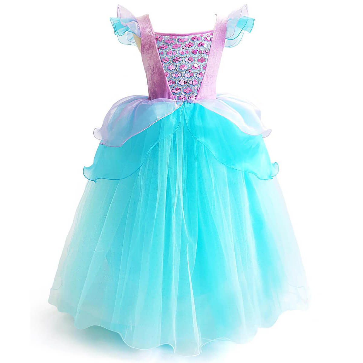 Girls Mermaid Princess Dress With Shiny Sequin Birthday Party Holiday Dress Up Costume