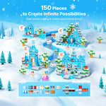 Kids Magnetic Building Blocks 150pcs Glacier Castle Set Interactive Toys Creative Holiday Gift