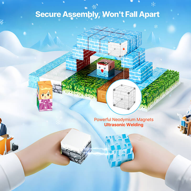 Kids Magnetic Building Blocks 150pcs Glacier Castle Set Interactive Toys Creative Holiday Gift