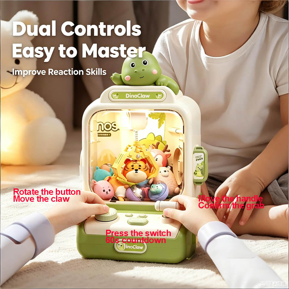 Kids Mini Claw Machine Dual Control Tabletop Game Toy with Strong Grab Claw for Parent-Child Play