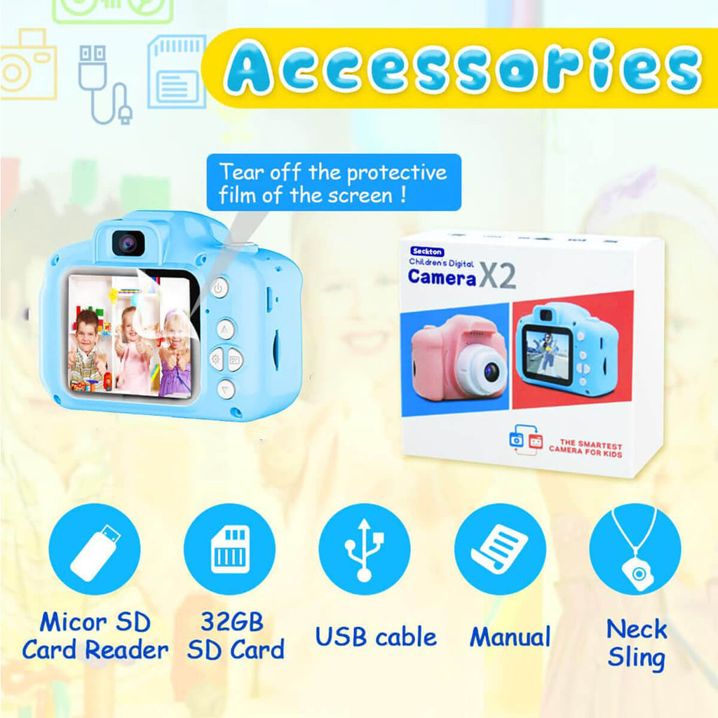 Children's First Camera 13MP HD Digital Camera with Games and 32GB SD Card and Card Reader
