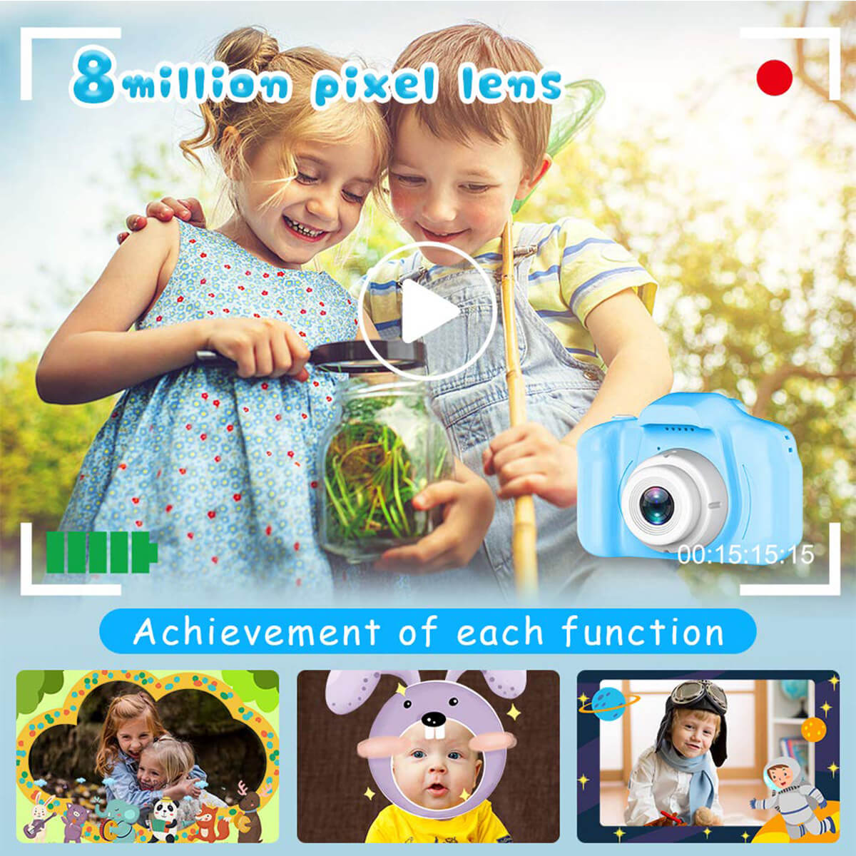 Children's First Camera 13MP HD Digital Camera with Games and 32GB SD Card and Card Reader