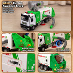 Kids Multifunctional Alloy Car Sanitation Sweeper Truck Toy with Spray and Vacuum Cleaning Functions