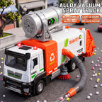 Kids Multifunctional Alloy Car Sanitation Sweeper Truck Toy with Spray and Vacuum Cleaning Functions