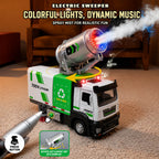 Kids Multifunctional Alloy Car Sanitation Sweeper Truck Toy with Spray and Vacuum Cleaning Functions
