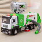 Kids Multifunctional Alloy Car Sanitation Sweeper Truck Toy with Spray and Vacuum Cleaning Functions