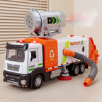 Kids Multifunctional Alloy Car Sanitation Sweeper Truck Toy with Spray and Vacuum Cleaning Functions