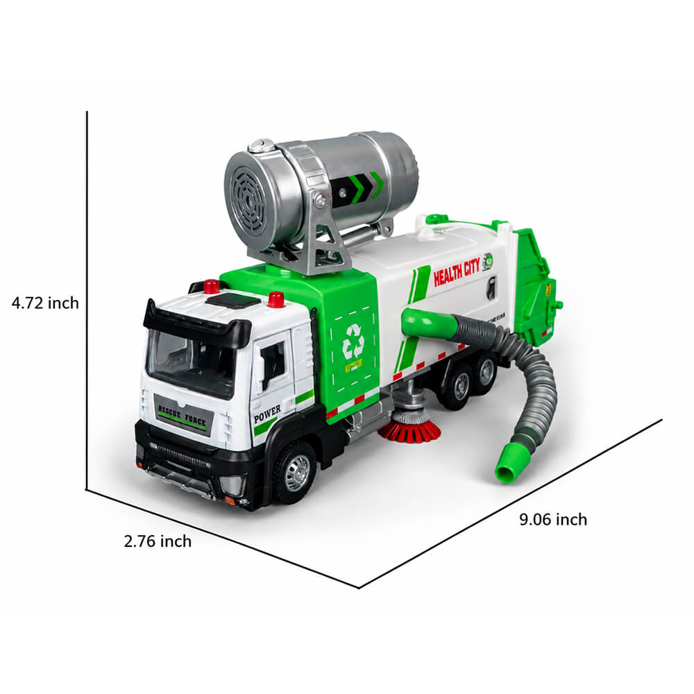 Kids Multifunctional Alloy Car Sanitation Sweeper Truck Toy with Spray and Vacuum Cleaning Functions