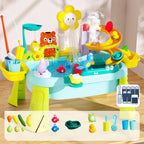 Kids Play Sink with Electric Sunflower Upgraded Water Table Running Water Slide Toy Fishing Game