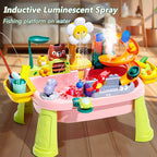 Kids Play Sink with Electric Sunflower Upgraded Water Table Running Water Slide Toy Fishing Game