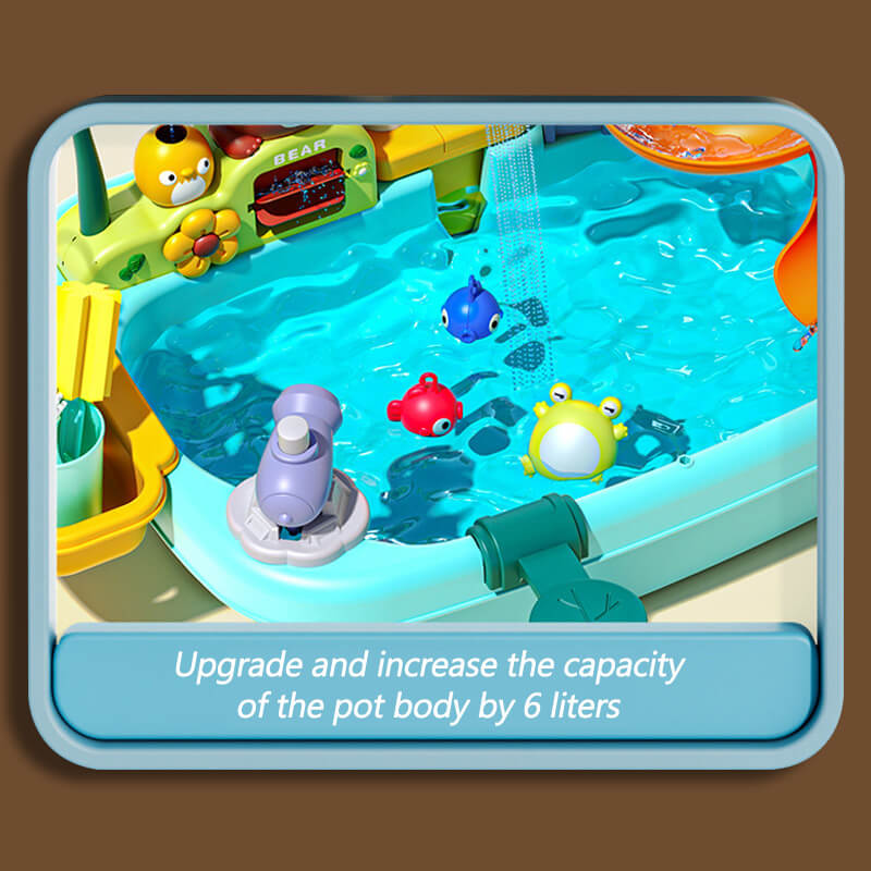 Kids Play Sink with Electric Sunflower Upgraded Water Table Running Water Slide Toy Fishing Game