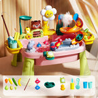 Kids Play Sink with Electric Sunflower Upgraded Water Table Running Water Slide Toy Fishing Game