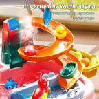 Kids Play Sink with Electric Sunflower Upgraded Water Table Running Water Slide Toy Fishing Game