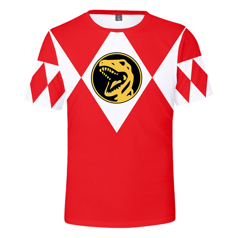 Kids Rangers T-shirt Summer Dragon Tees Anime Cosplay Outfit Daily Wear Shirts