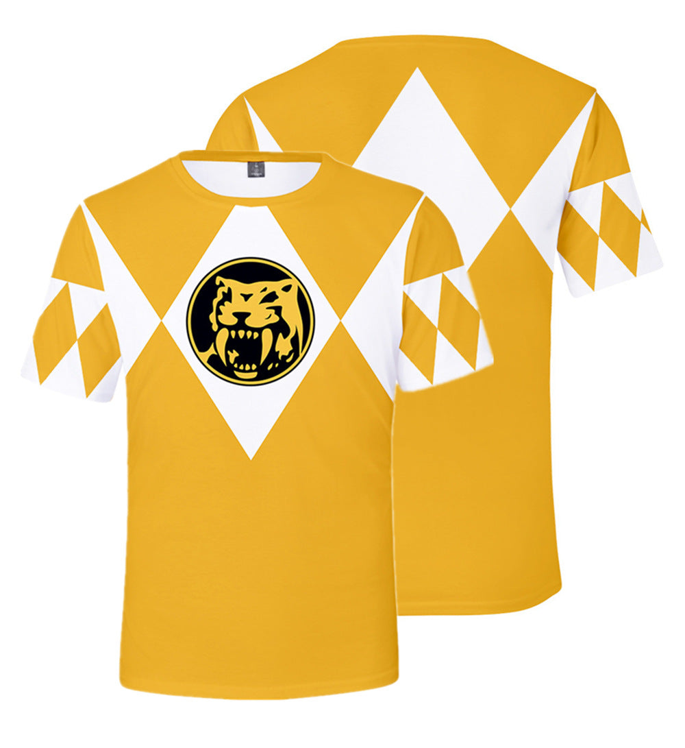 Kids Rangers T-shirt Summer Dragon Tees Anime Cosplay Outfit Daily Wear Shirts