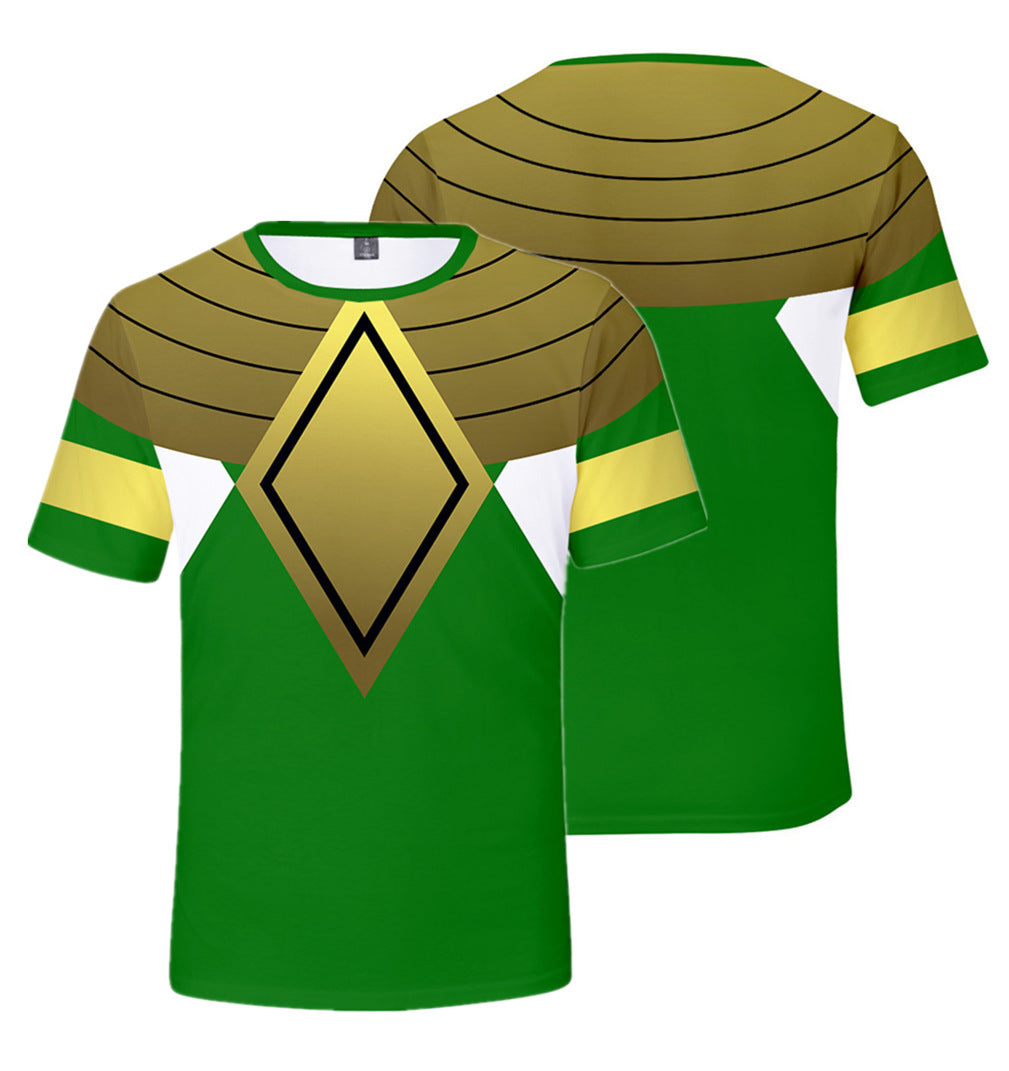 Kids Rangers T-shirt Summer Dragon Tees Anime Cosplay Outfit Daily Wear Shirts