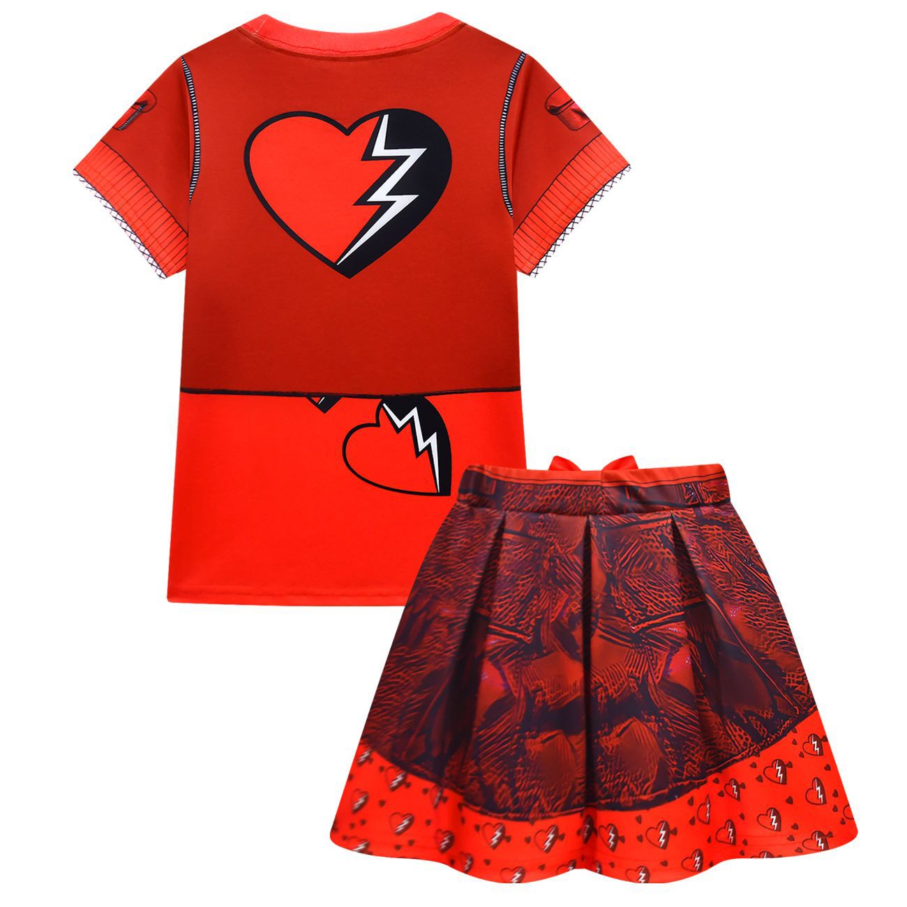 Kids Princess Red Costume T-shirt Shirts and Bag The Rise Of RED Halloween Cosplay Outfit 3PCS Set