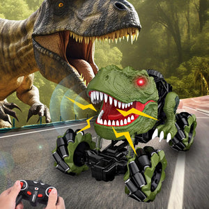 Remote Control Dinosaur Car Rechargeable T-Rex RC Car 360° Stunt Car with Music and Lights