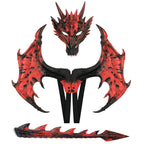 Kids RP Dragon Costume Set 3-Piece Mask Wings and Tail Fantasy Lightweight Cosplay for Theme Party