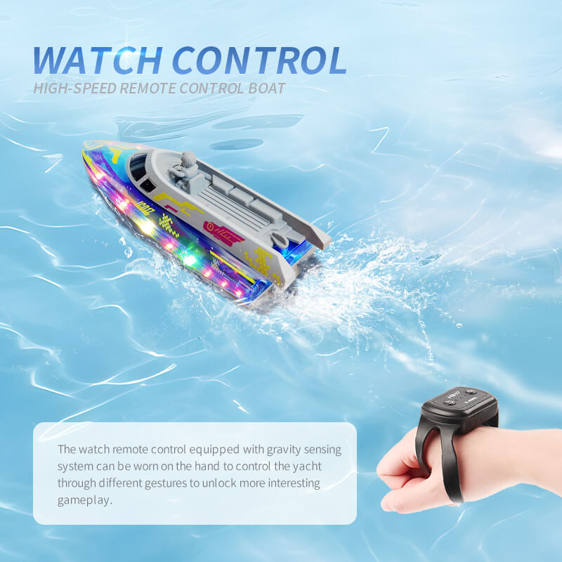 Kids RC Boat 2.4G Remote and Gesture Control 20KM/H Fast Boat Waterproof Toys