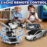 Kids Remote Control Car Cyber Truck Transformer Robot 360° Rotation Drift with LED Lights