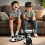 Kids Remote Control Car Cyber Truck Transformer Robot 360° Rotation Drift with LED Lights