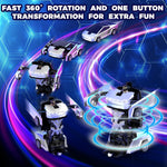 Kids Remote Control Car Cyber Truck Transformer Robot 360° Rotation Drift with LED Lights