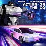Kids Remote Control Car Cyber Truck Transformer Robot 360° Rotation Drift with LED Lights