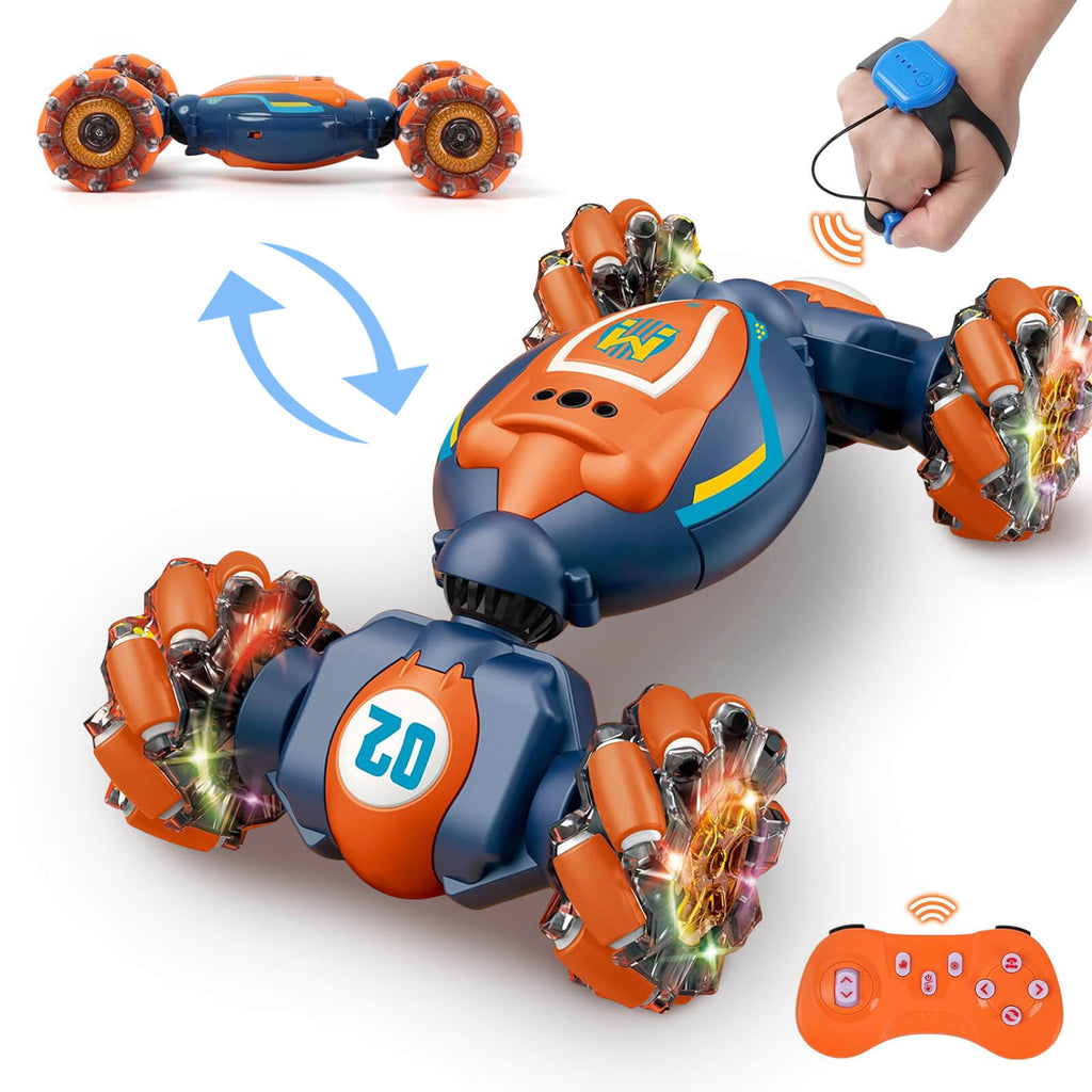 Kids Remote Control Stunt Car 360° Twist Climbing Car 3 Control Methods with Light Music