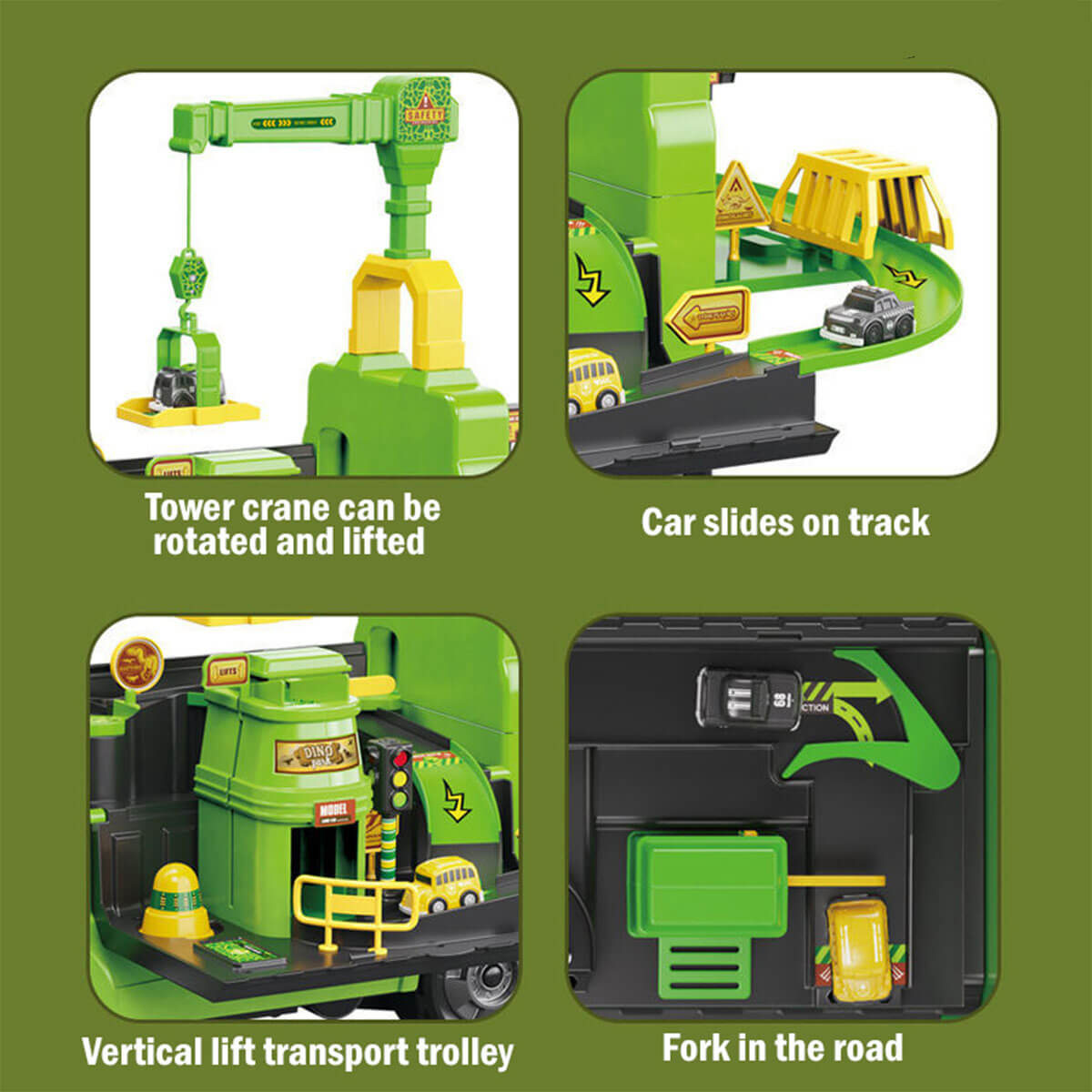 Kids Ride On Dinosaur Car Transformable Parking Lot With Music Story For Girls & Boys