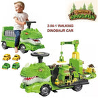 Kids Ride On Dinosaur Car Transformable Parking Lot With Music Story For Girls & Boys