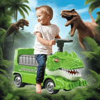 Kids Ride On Dinosaur Car Transformable Parking Lot With Music Story For Girls & Boys