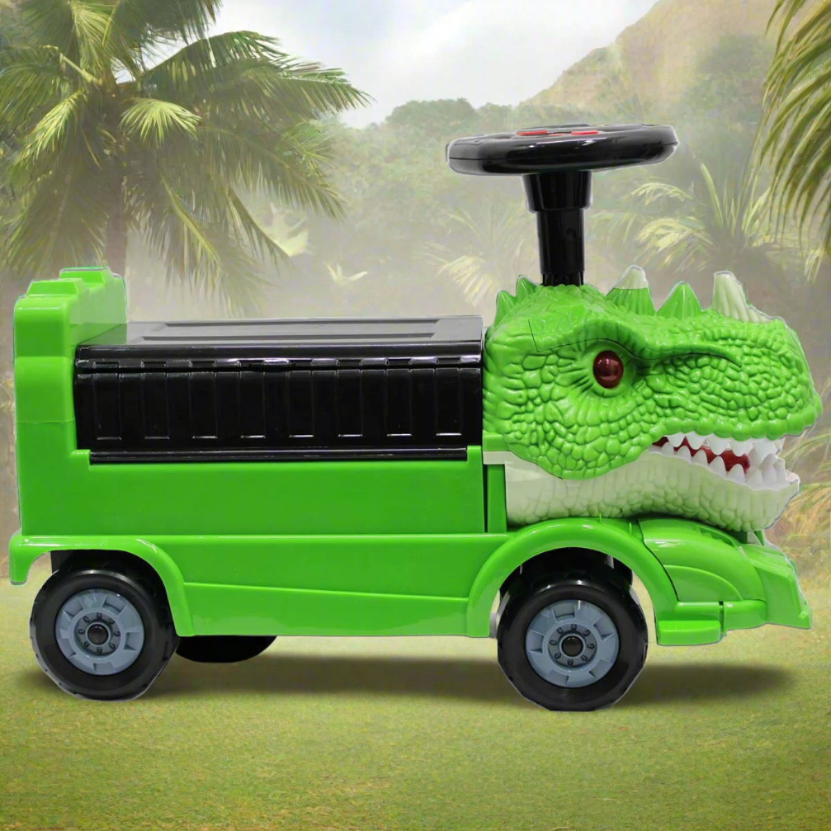 Kids Ride On Dinosaur Car Transformable Parking Lot With Music Story For Girls & Boys
