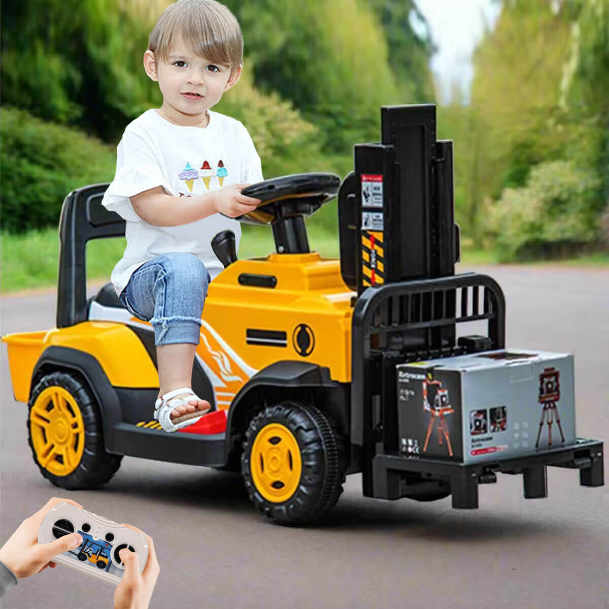 6V Kids Ride On Forklift Car Electric Fork Truck with Liftable Fork and Pallet For Boys Girls