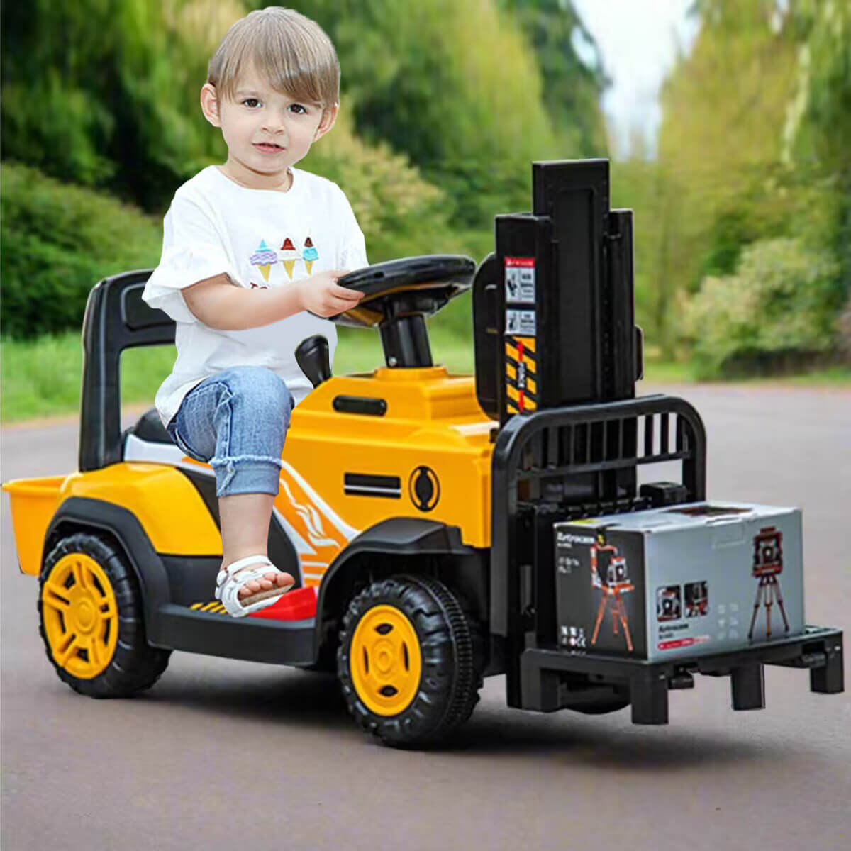 6V Kids Ride On Forklift Car Electric Fork Truck with Liftable Fork and Pallet For Boys Girls