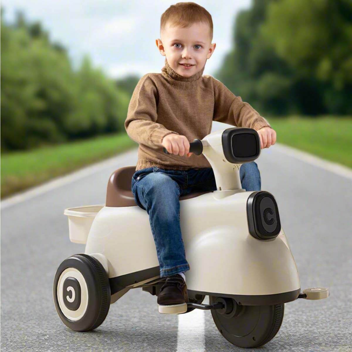 6V Kids Ride On Motorcycle 3-in-1 Electric Motorcycle with Push Handle ...