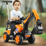 6V Electric Excavator Kids Ride-on Pedal Tractor With Power Digger & Music Sounds