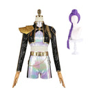 Dance Idol Costume Golden Black Suit Long Wig Pop Star Dress Up Outfit