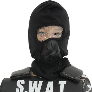 Kids SWAT Costume Tactical Vest Helmet and Camouflage Suit Police Outfit SWAT Team Role Play Set