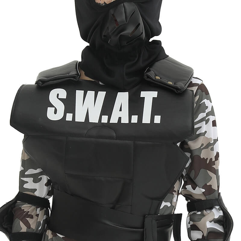 Kids SWAT Costume Tactical Vest Helmet and Camouflage Suit Police Outfit SWAT Team Role Play Set