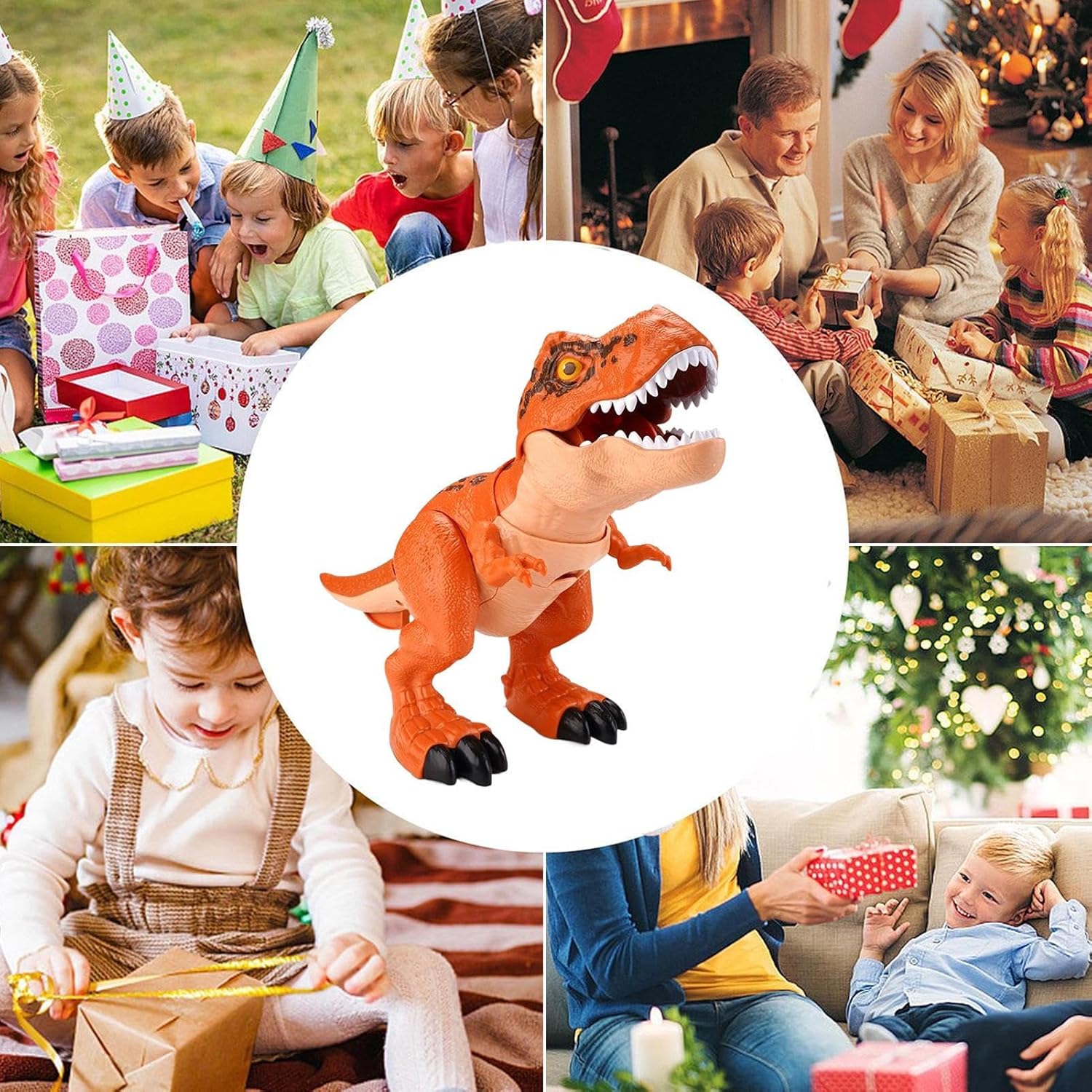 Kids 5-Piece T-Rex Toy Set Realistic Swallowing Dinosaur with Swing and Sound Effects