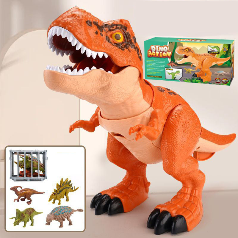 Kids 5-Piece T-Rex Toy Set Realistic Swallowing Dinosaur with Swing and Sound Effects