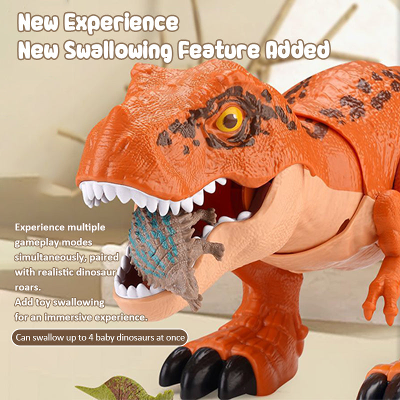 Kids 5-Piece T-Rex Toy Set Realistic Swallowing Dinosaur with Swing and Sound Effects