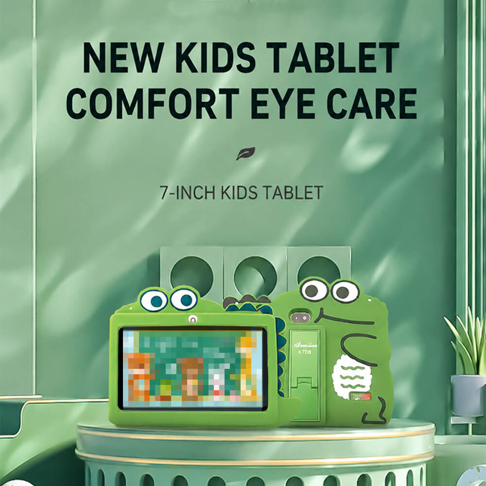 7'' Kids Tablet with Cute Silicone Case Eye Protection IPS Screen Tablet Educational Learning Toys for Kids 3+