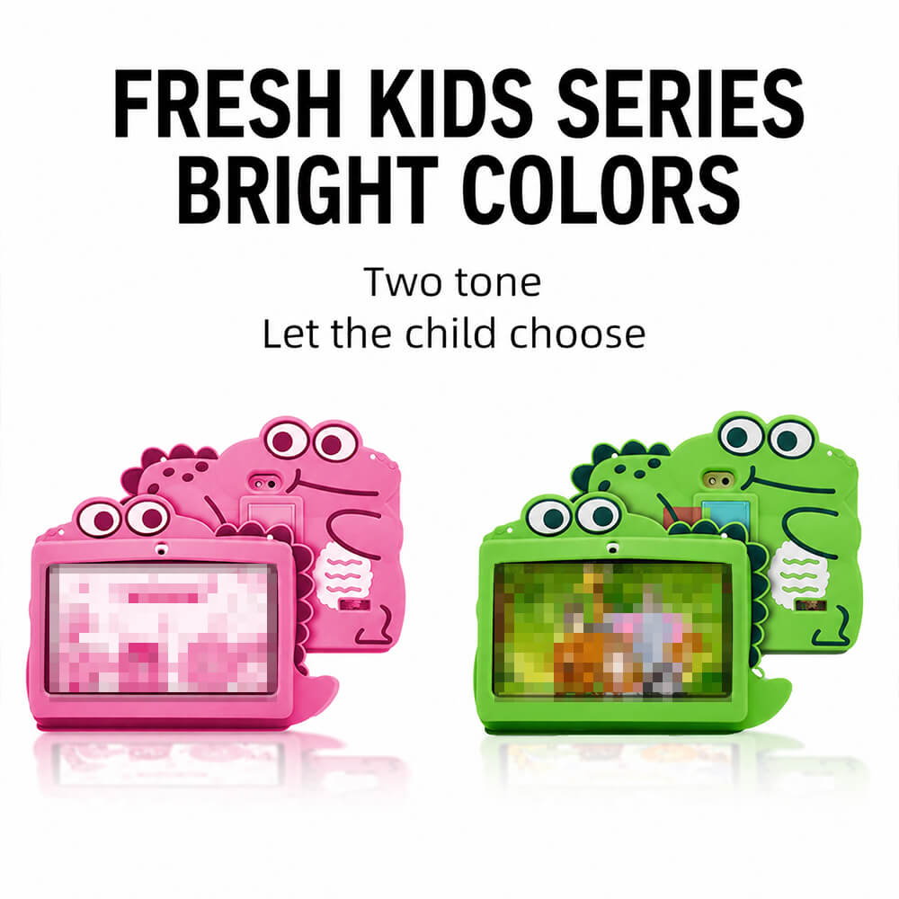 7'' Kids Tablet with Cute Silicone Case Eye Protection IPS Screen Tablet Educational Learning Toys for Kids 3+