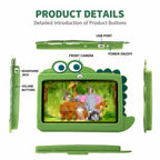 7'' Kids Tablet with Cute Silicone Case Eye Protection IPS Screen Tablet Educational Learning Toys for Kids 3+