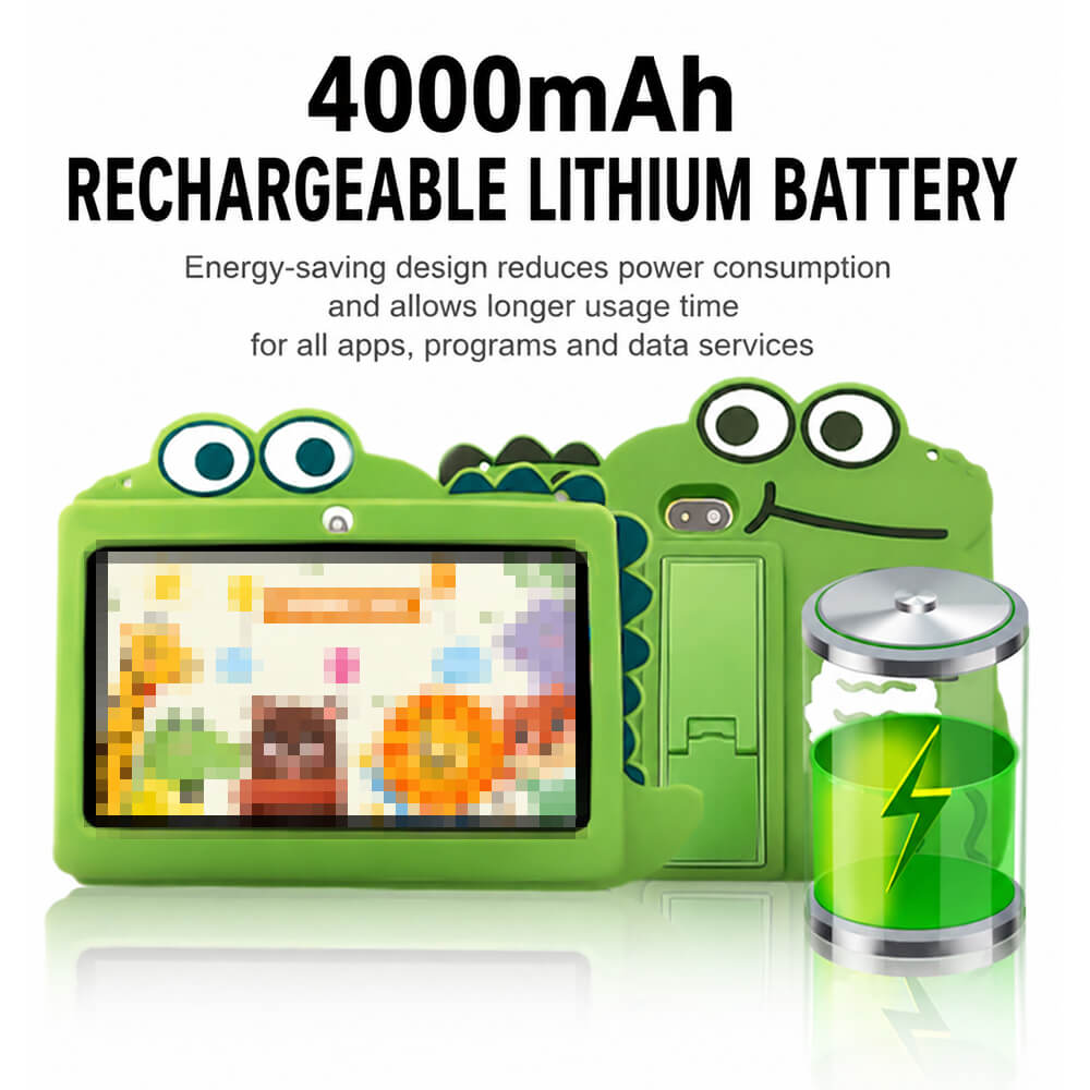 7'' Kids Tablet with Cute Silicone Case Eye Protection IPS Screen Tablet Educational Learning Toys for Kids 3+