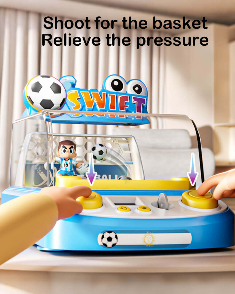 Kids Tabletop Soccer Game Interactive Arcade Soccer Machine with Light and Sound for One or 2-Player Play