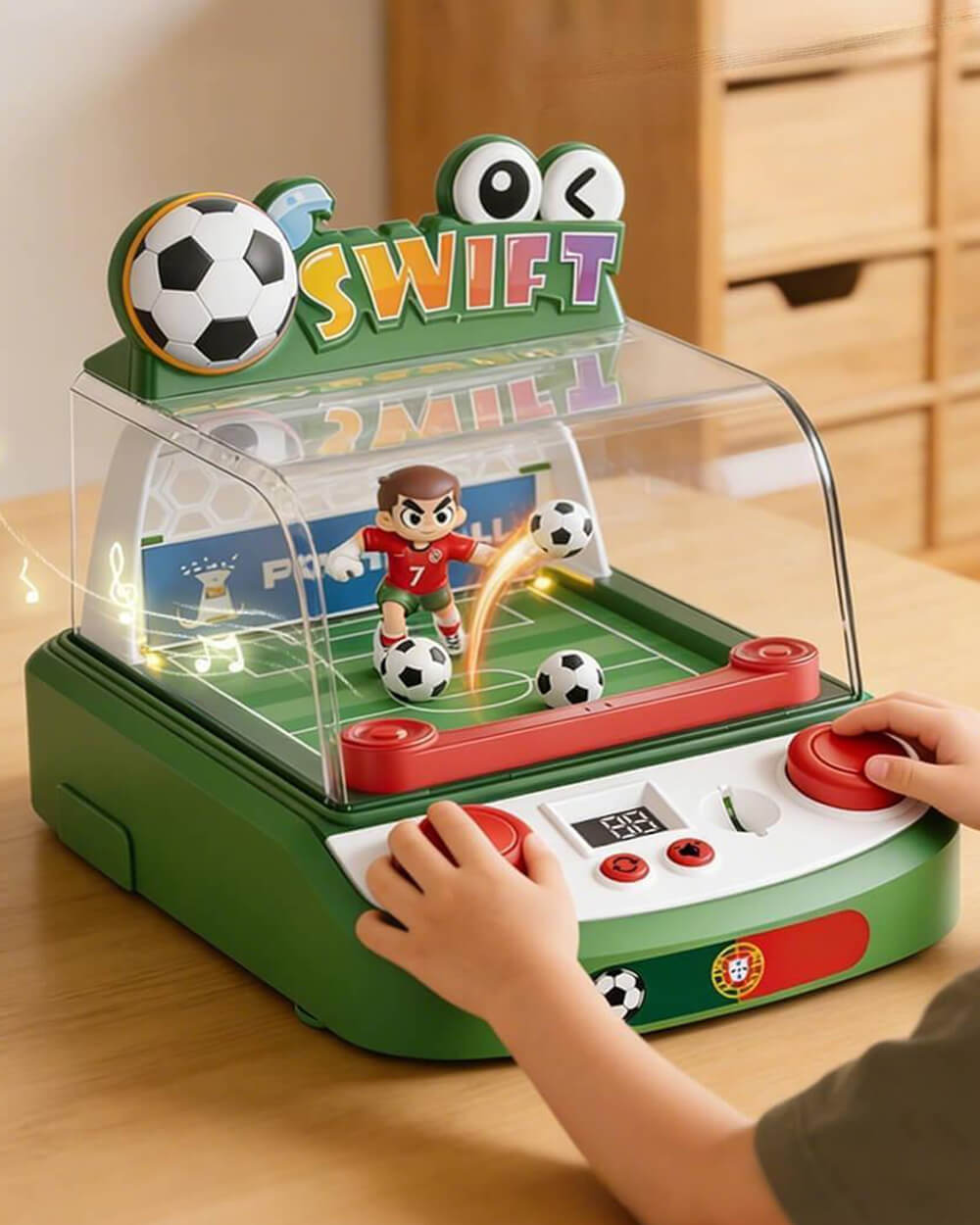Kids Tabletop Soccer Game Interactive Arcade Soccer Machine with Light and Sound for One or 2-Player Play